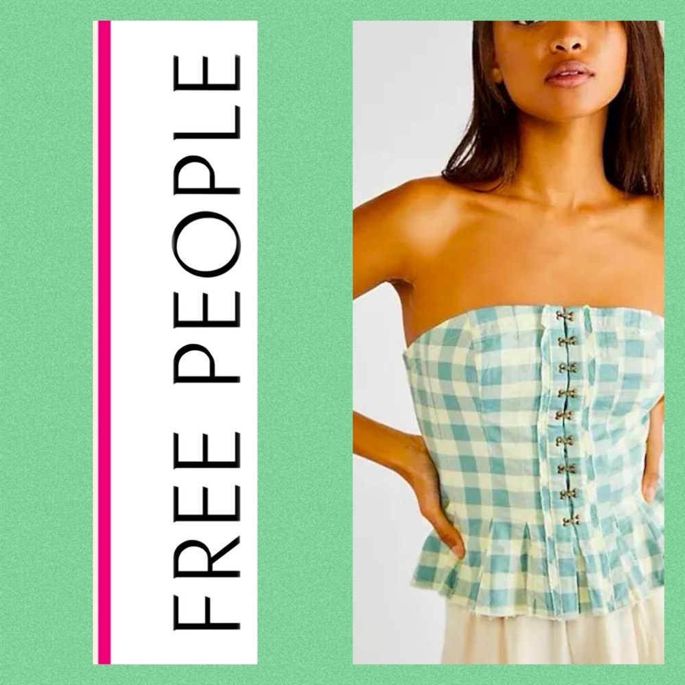 NWT Free People Lights Out Corset In Soft Green.